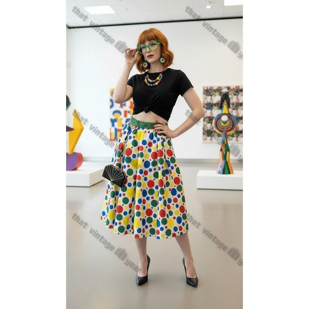Unique Vintage HASBRO Twister Swing Skirt - Polka Dot Pinup Twee, Med